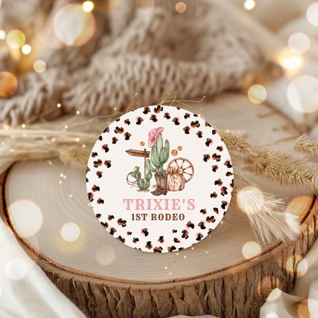 Cowgirl Wild West 1st Rodeo Ranch Birthday Party Classic Round Sticker (Creator Uploaded)