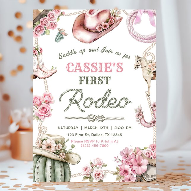 Cowgirl Wild West 1st Rodeo Ranch Birthday Party Invitation (Creator Uploaded)