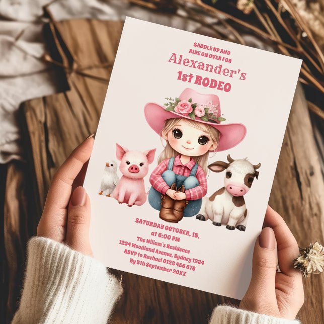 Cowgirl Wild West 1st Rodeo Ranch Birthday Party Invitation (Creator Uploaded)