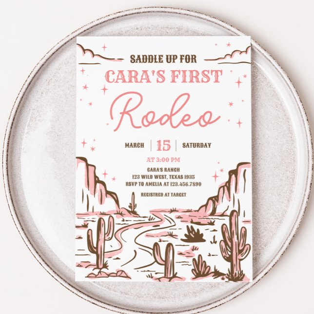 Cowgirl Wild West Rodeo Birthday Party Invitation (Cowgirl Rodeo Birthday Party Invitation)