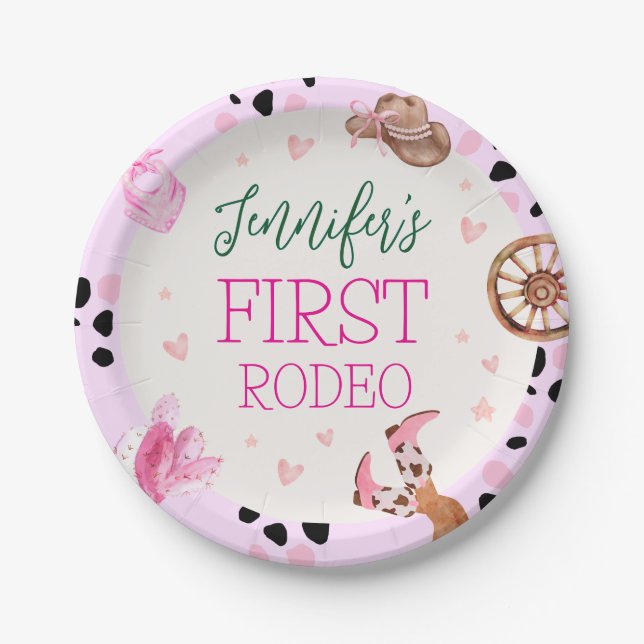 Cowgirl Wild West Rodeo Birthday Party  Paper Plate (Front)