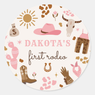 Cowgirl Wild West Rodeo Ranch Birthday Party Decor Classic Round Sticker