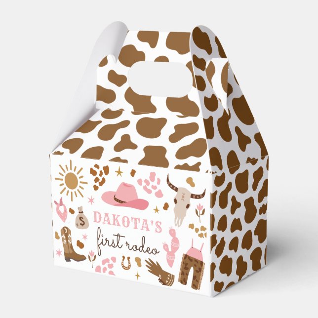 Cowgirl Wild West Rodeo Ranch Birthday Party Decor Favour Box (Front Side)