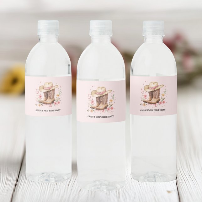 Cowgirl Wildflowers Bash Birthday Water Bottle Label (Creator Uploaded)