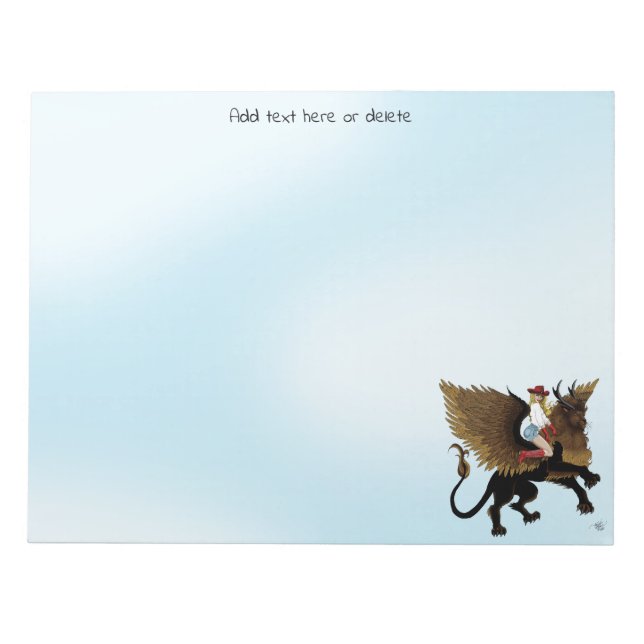 Cowgirl winged Lion Fantasy Red Notepad (Front)