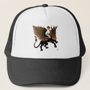 Cowgirl Winged Lion Fantasy Red Trucker Hat
