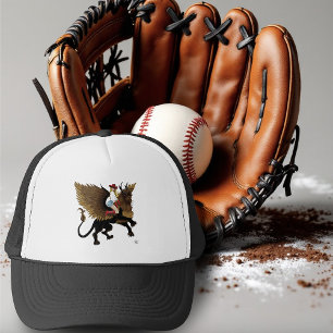 Cowgirl Winged Lion Fantasy Red Trucker Hat