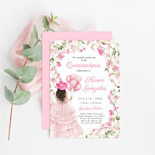 Cowgirl with Balloons Quinceañera Invitation