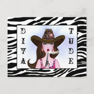 Cowgirl with "DIVAtude" Postcard