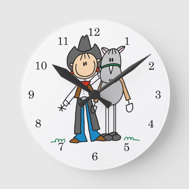 Cowgirl With Horse T-shirts and Gifts Round Clock (Front)