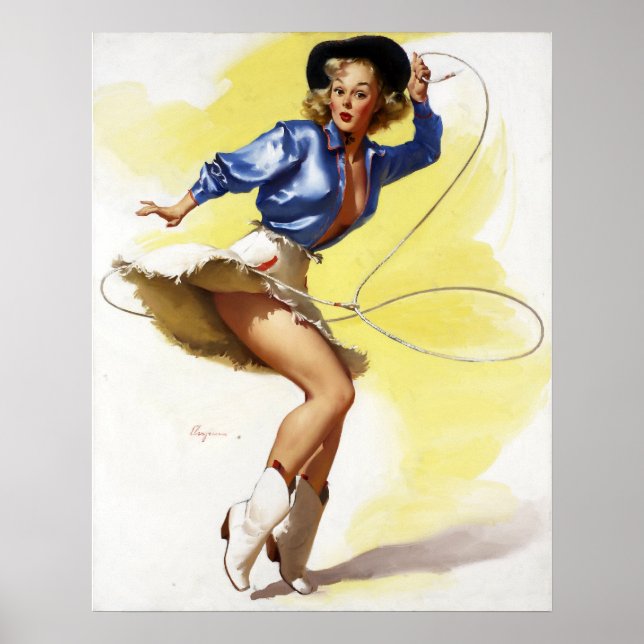 Cowgirl with Lasso Pin Up Poster (Front)