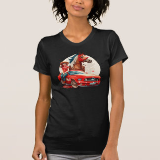 Cowgirl With Mustang Car Horse T-Shirt