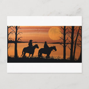 Cowgirls and horses postcard