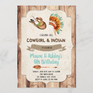 Cowgirls and Indians party invitation