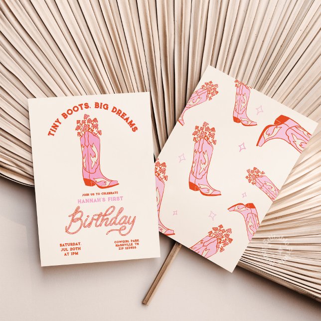 Cowgirls Birthday Invitation Tiny Boots Big Dreams (Cowgirs Birthday Invitation Tiny Boots Big Dreams)