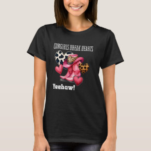 Cowgirls Break Hearts Shirt,Pink Black and White C T-Shirt
