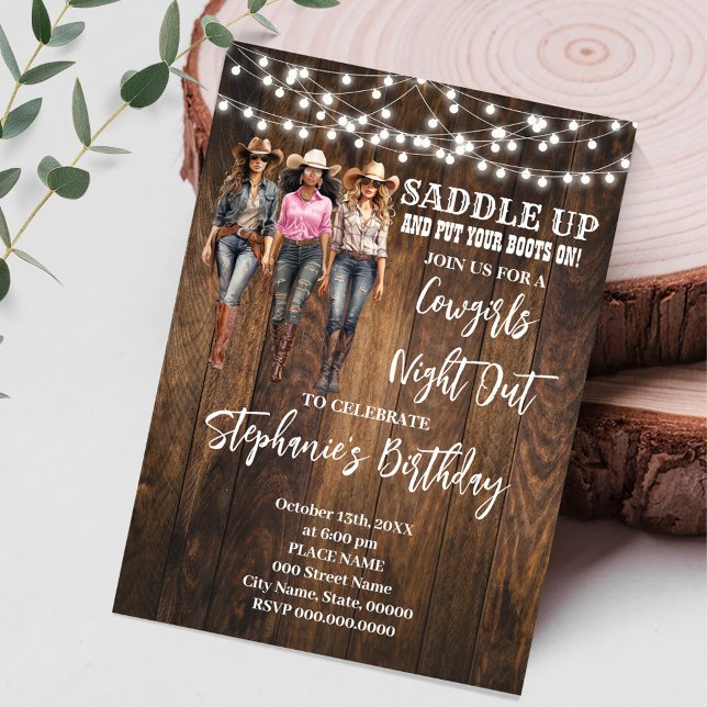 Cowgirls Night Out Western Country Birthday Invitation (Creator Uploaded)