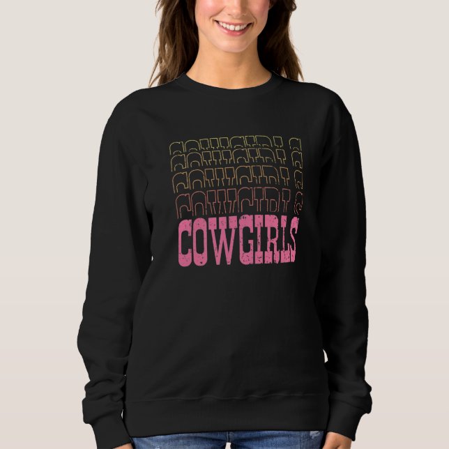 Cowgirls Pink Western Cowgirls Rodeo Premium Sweatshirt (Front)