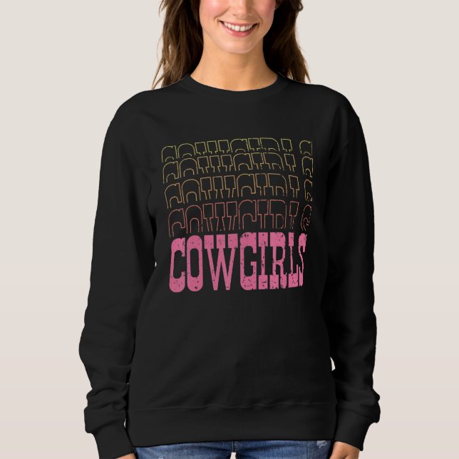 Cowgirls Pink Western Cowgirls Rodeo Sweatshirt (Front)