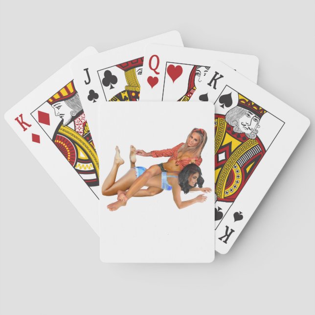 COWGIRLS PLAY WRESTLING PLAYING CARDS (Back)