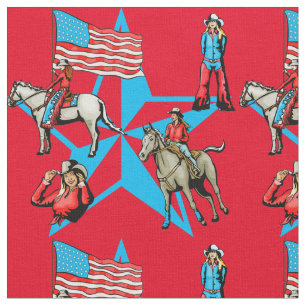 Cowgirls With Flag And Star Fabric
