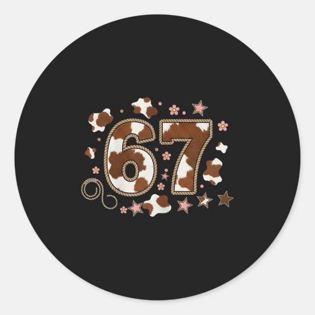Cowhide 67 Design  Classic Round Sticker (Front)