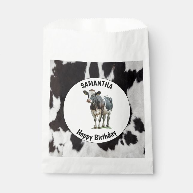 Cowhide Black and White Favour Bag (Front)