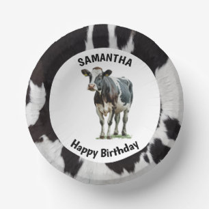 Cowhide Black and White Paper Plate