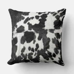 Cowhide Black and White Pattern Print Cushion