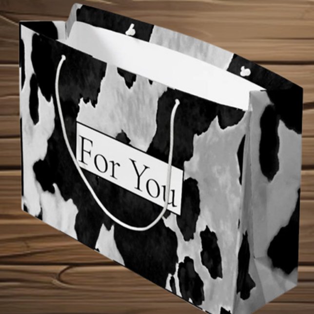 Cowhide Black n White For You Large Gift Bag (Discover the perfect blend of style and compassion with our Cowhide Black n White Large Gift Bag  )