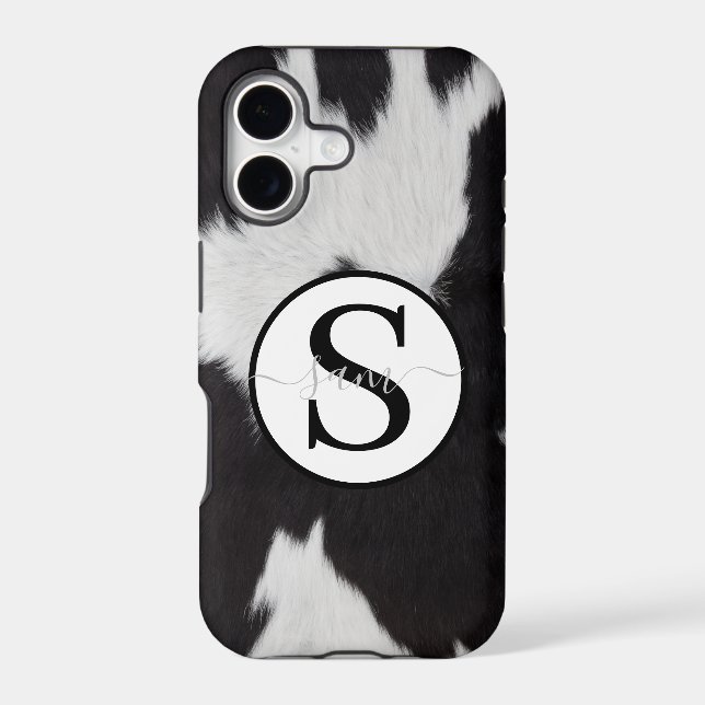Cowhide Black White Monogram  (Back)