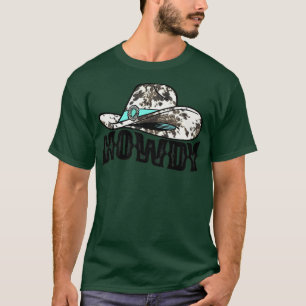 Cowhide Cowgirl Hat Howdy Western Country Gemstone T-Shirt