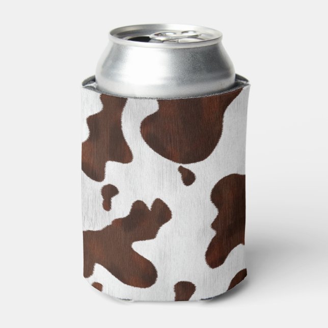 Cowhide Faux Hair Western Leather Spotted Pattern Can Cooler (Can Front)