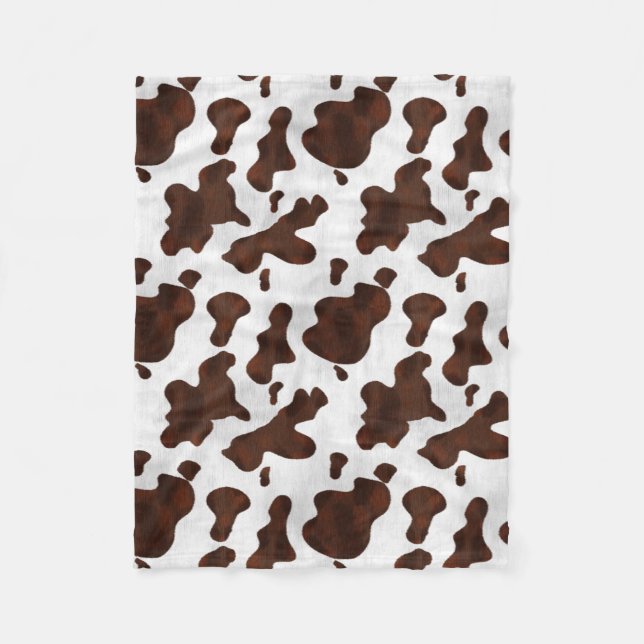 Cowhide Faux Hair Western Leather Spotted Pattern Fleece Blanket (Front)