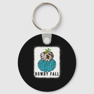 Cowhide Leopard Howdy Fall Pumpkin Western Autumn  Key Ring