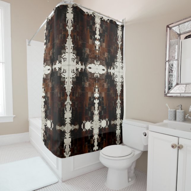 Cowhide patchwork Print Shower Curtain (In Situ)