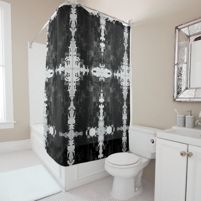 Cowhide patchwork Print Shower Curtain (In Situ)