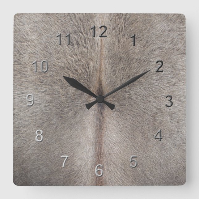 Cowhide Square Wall Clock (Front)