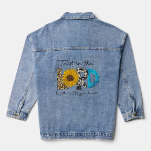 Cowhide Sunflower Trust In The Lord With All Heart Denim Jacket