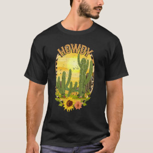 Cowhide Texas Cactus Serape Western Rodeo Sunset L T-Shirt