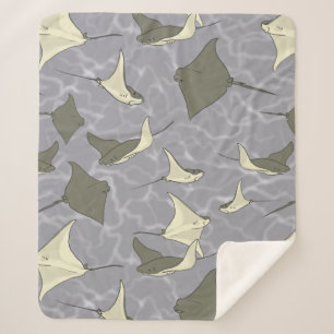 Cownose Stingray Ocean Pattern Sherpa Blanket