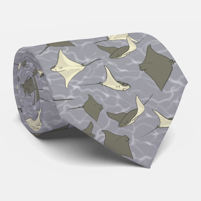 Cownose Stingray Ocean Pattern Tie (Rolled)