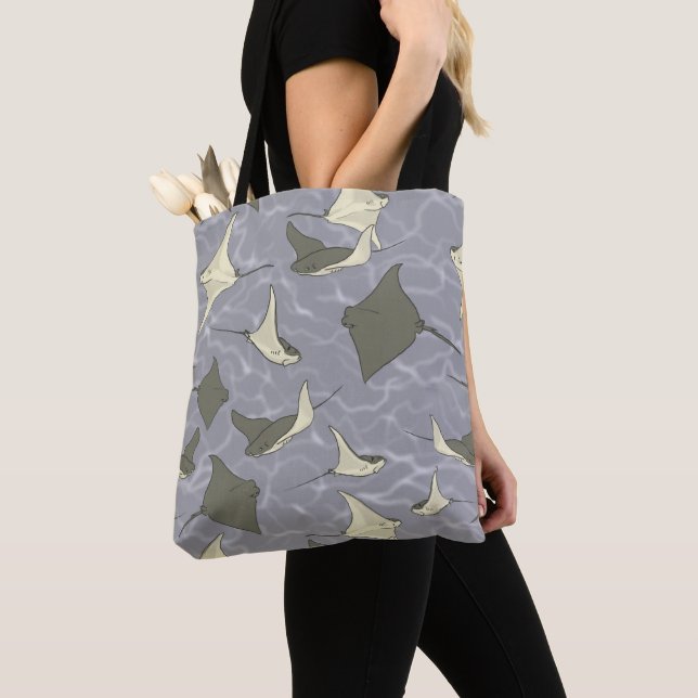 Cownose Stingray Ocean Pattern Tote Bag (Close Up)