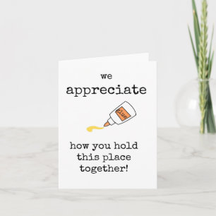 Coworker Appreciation Card, Funny Glue Card