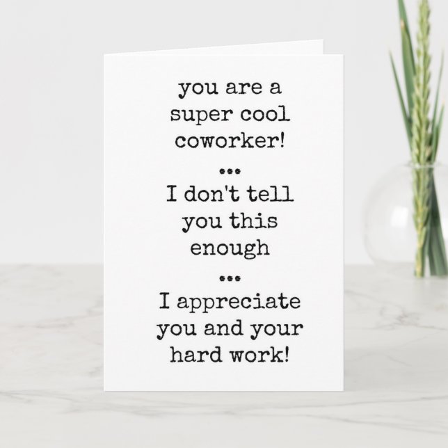 Coworker Appreciation Card, Text Only, Minimalist Card (Front)