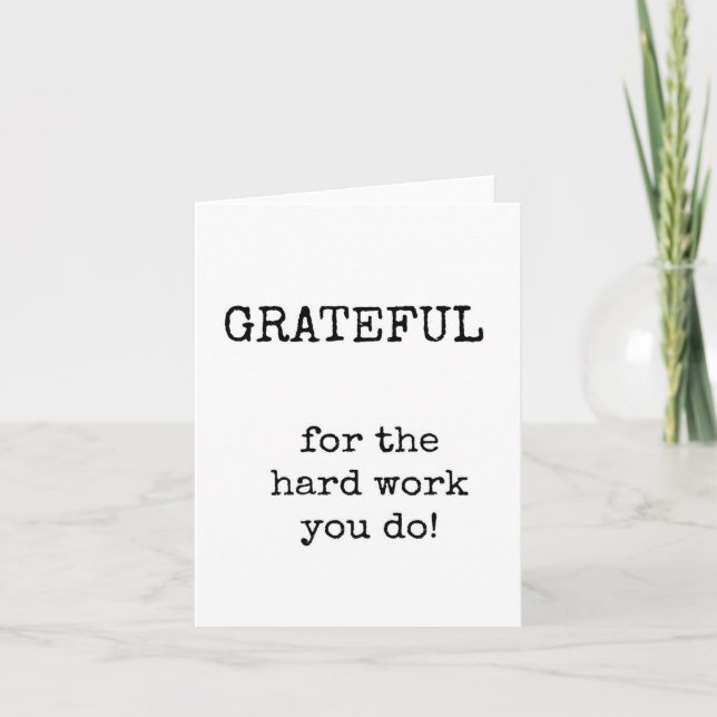 Coworker Appreciation, Grateful, Typography Card (Front)