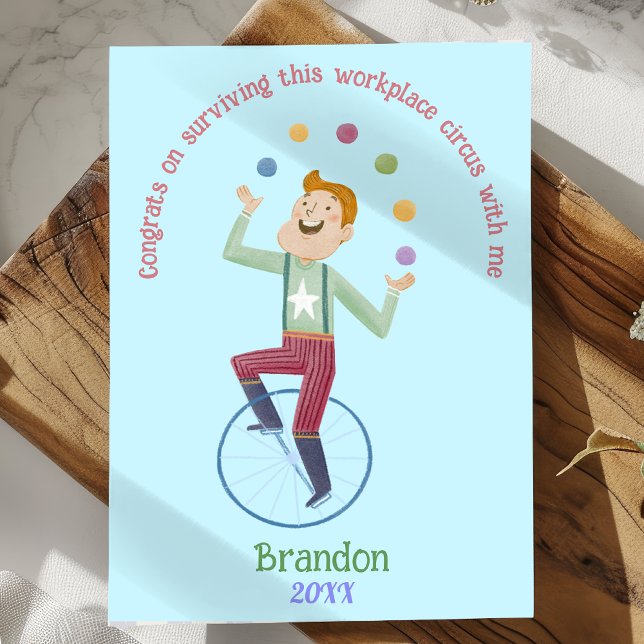 Coworker funny sarcastic circus juggler custom holiday card (Creator Uploaded)