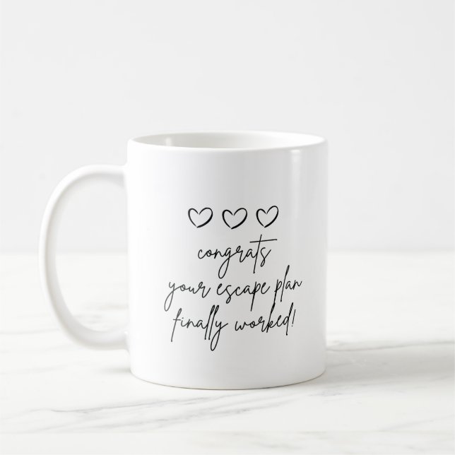 coworker leaving funny coffee mug (Left)