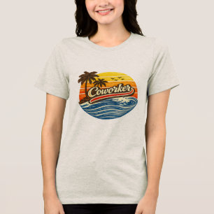 Coworker Retro Sunset Design Tri-Blend Shirt