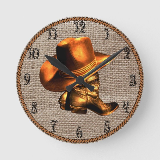 COWOY HAT AND BOOTS ROUND CLOCK (Front)